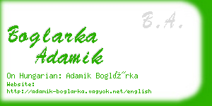 boglarka adamik business card